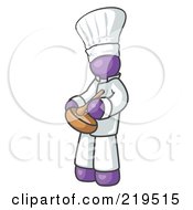 Purple Baker Chef Cook In Uniform And Chefs Hat Stirring Ingredients In A Bowl by Leo Blanchette