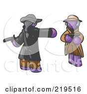 Purple Man Challenging Another Purple Man To A Duel With Pistils