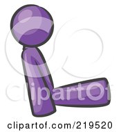 Clipart Illustration Of A Purple Man With Good Posture Sitting Up Straight