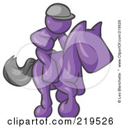Clipart Illustration Of A Purple Man A Jockey Riding On A Race Horse And Racing In A Derby by Leo Blanchette