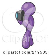Poster, Art Print Of Purple Man Character Tourist Or Photographer Taking Pictures With A Camera