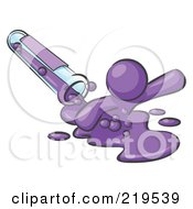 Clipart Illustration Of A Purple Man Emerging From Spilled Chemicals Pouring Out Of A Glass Test Tube In A Laboratory