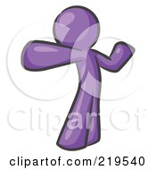 Poster, Art Print Of Purple Man Stretching His Arms And Back Or Punching The Air