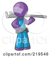 Purple Man Plumber With A Tool by Leo Blanchette