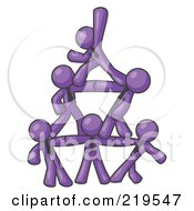 Royalty Free RF Clipart Illustration Of A Group Of Purple Businessmen Piling Up To Form A Pyramid