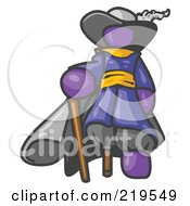 Purple Male Pirate With A Cane And A Peg Leg