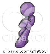 Poster, Art Print Of Purple Man With An Attitude His Arms Crossed Leaning Against A Wall Clipart Illustration