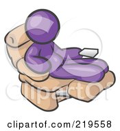 Poster, Art Print Of Chubby And Lazy Purple Man With A Beer Belly Sitting In A Recliner Chair With His Feet Up