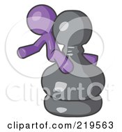 Poster, Art Print Of Purple Man Sitting On A Giant Chess Pawn