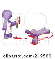 Purple Man Killer Holding A Cleaver Knife Over A Bloody Body