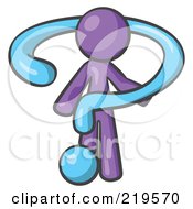 Royalty Free RF Clipart Illustration Of A Purple Man Draped In A Blue Question Mark by Leo Blanchette