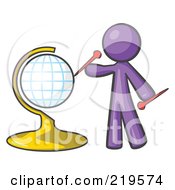 Poster, Art Print Of Purple Man Inserting Pins On A Globe