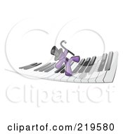 Poster, Art Print Of Purple Man Dancing And Walking On A Piano Keyboard