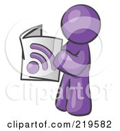 Poster, Art Print Of Purple Man Standing And Reading An Rss Magazine