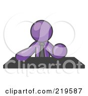 Poster, Art Print Of Purple Businessman Seated At A Desk During A Meeting