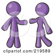 Purple Man And Woman Preparing To Embrace