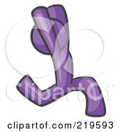 Purple Man Design Mascot Running Away With His Arms In The Air by Leo Blanchette