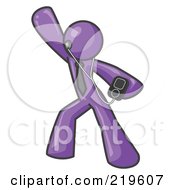 Purple Man Dancing And Listening To Music With An MP3 Player by Leo Blanchette
