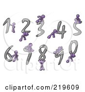 Poster, Art Print Of Purple Men With Numbers 0 Through 9