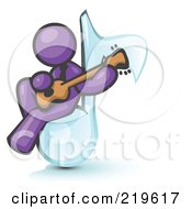 Poster, Art Print Of Purple Man Sitting On A Music Note And Playing A Guitar