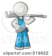 Royalty Free RF Clipart Illustration Of A White Man Plumber With A Tool