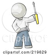 Poster, Art Print Of White Man Electrician Holding A Screwdriver