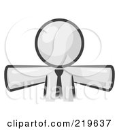Royalty Free RF Clipart Illustration Of A White Businessman Wearing A Tie Facing Front And Holding His Arms Out At His Sides by Leo Blanchette