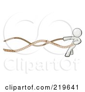 White Design Mascot Man With A Rope Around His Waist