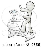 Poster, Art Print Of White Man Exercising On A Cross Trainer In A Gym