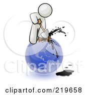 Poster, Art Print Of White Man Using A Shovel To Drill Oil Out Of Planet Earth