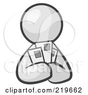 Royalty Free RF Clipart Illustration Of A White Man Holding Three Coupons Or Envelopes Symbolizing Communications Or Savings by Leo Blanchette