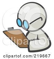 Poster, Art Print Of White Man Avatar Writing Notes On A Clipboard