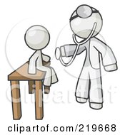 Poster, Art Print Of White Man Doctor Examining A Child
