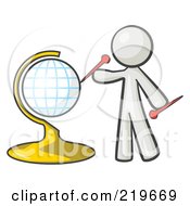 Poster, Art Print Of White Man Inserting Pins On A Globe