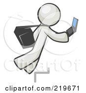 Poster, Art Print Of Distracted White Man Tripping On Steps While Texting On A Cell Phone