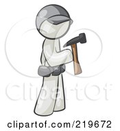 Royalty Free RF Clipart Illustration Of A White Man Contractor Hammering by Leo Blanchette