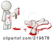 Poster, Art Print Of White Man Killer Holding A Cleaver Knife Over A Bloody Body