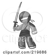 Royalty Free RF Clipart Illustration Of A White Man Ninja Holding A Sword
