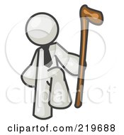 Royalty Free RF Clipart Illustration Of A White Man Holding A Cane by Leo Blanchette