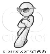 Royalty Free RF Clipart Illustration Of A White Man Leaning And Wearing Dark Shades by Leo Blanchette