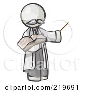 Poster, Art Print Of White Man Professor Holding A Pointer Stick And An Open Book