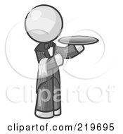 Royalty Free RF Clipart Illustration Of A White Man Waitor Holding A Platter by Leo Blanchette