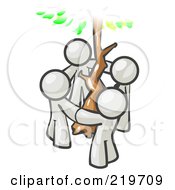Royalty Free RF Clipart Illustration Of A Group Of 4 White Men Standing In A Circle Around A Tree