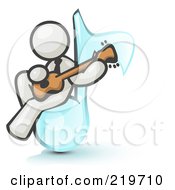 Poster, Art Print Of White Man Sitting On A Music Note And Playing A Guitar