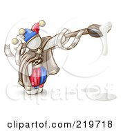 Poster, Art Print Of White Man Design Mascot Jester With A Dripping Paintbrush