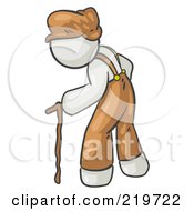 Poster, Art Print Of Old Senior White Man Hunched Over And Walking With The Assistance Of A Cane