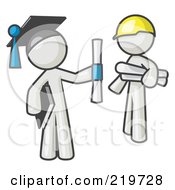 Poster, Art Print Of White Man Graduate And White Man Contractor