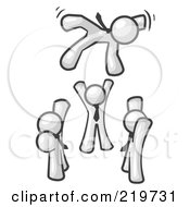 Royalty Free RF Clipart Illustration Of A Group Of White Men Tossing Another Into The Air