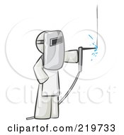 Royalty Free RF Clipart Illustration Of A White Man Welding Wearing Protective Gear by Leo Blanchette