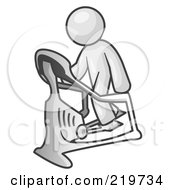 Royalty Free RF Clipart Illustration Of A White Man Exercising On A Stair Climber During A Cardio Workout In A Fitness Gym